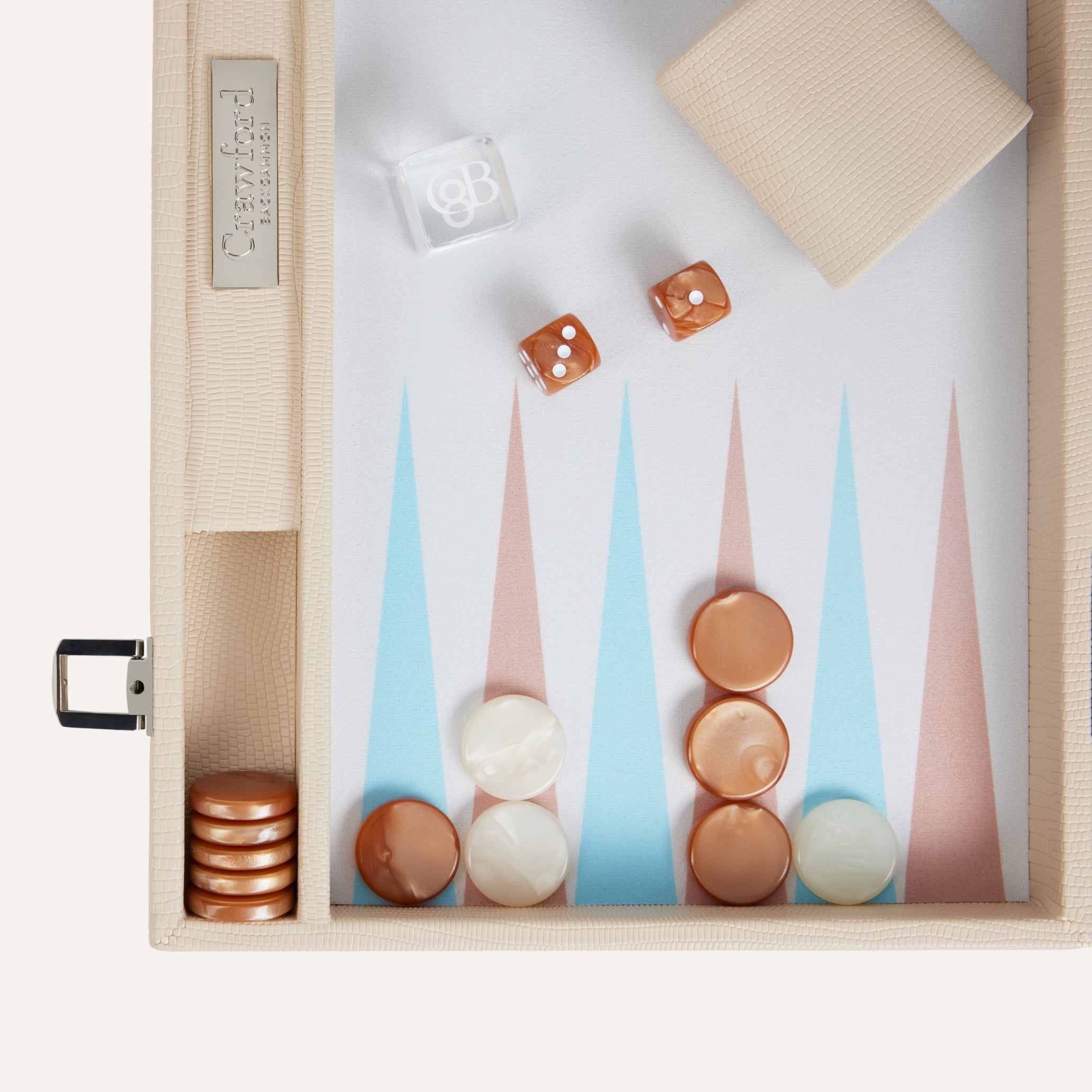 Backgammon - Beige Cuir Lézard