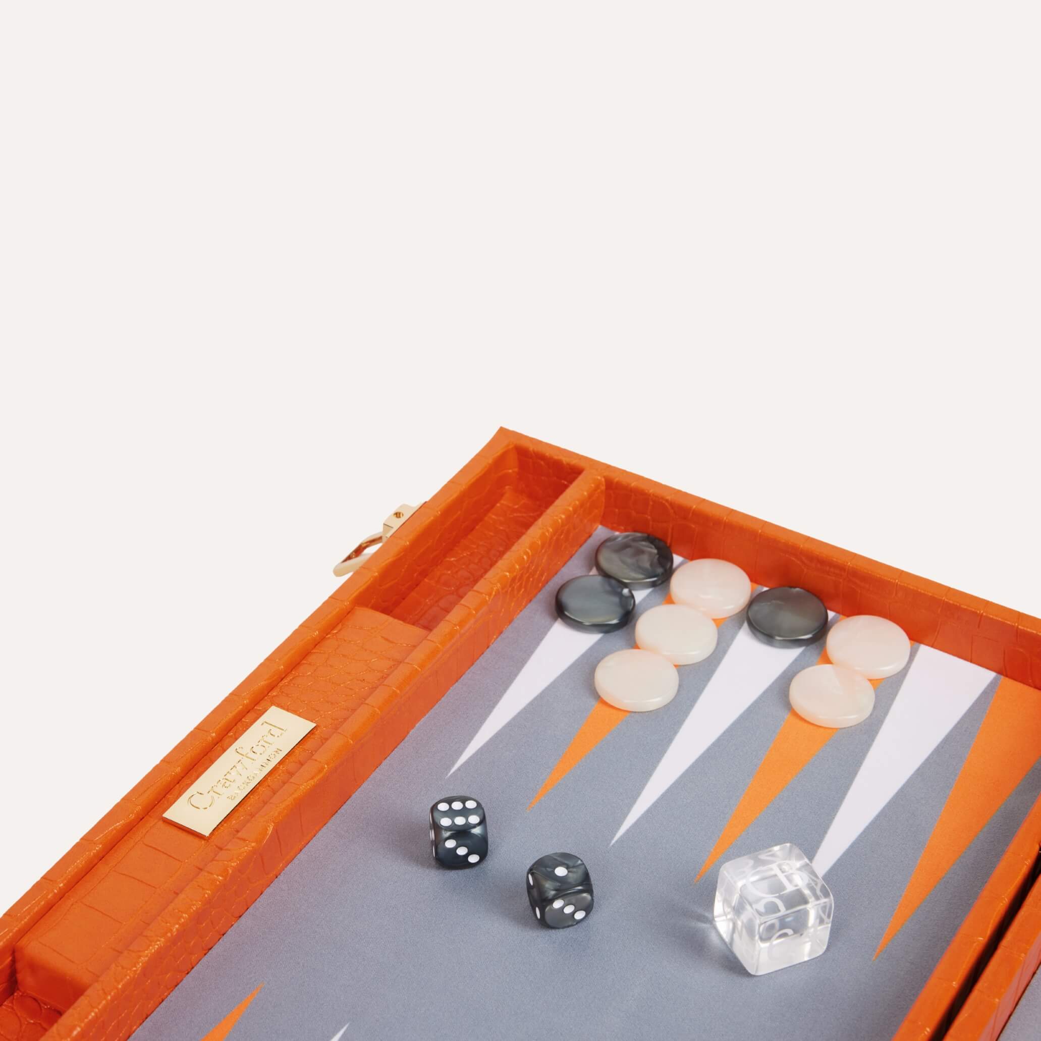 Backgammon - Orange Cuir Crocodile