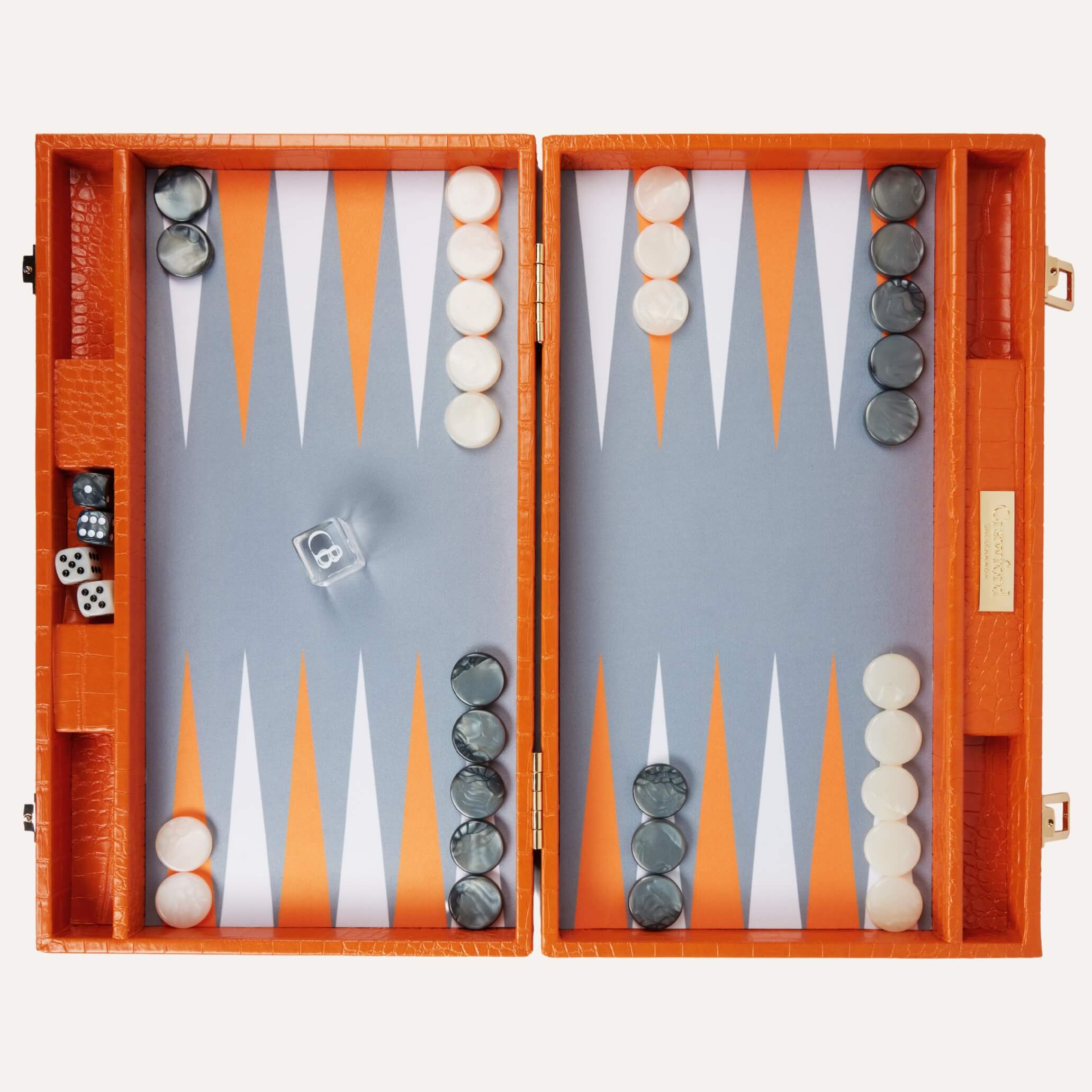 Backgammon - Orange Cuir Crocodile