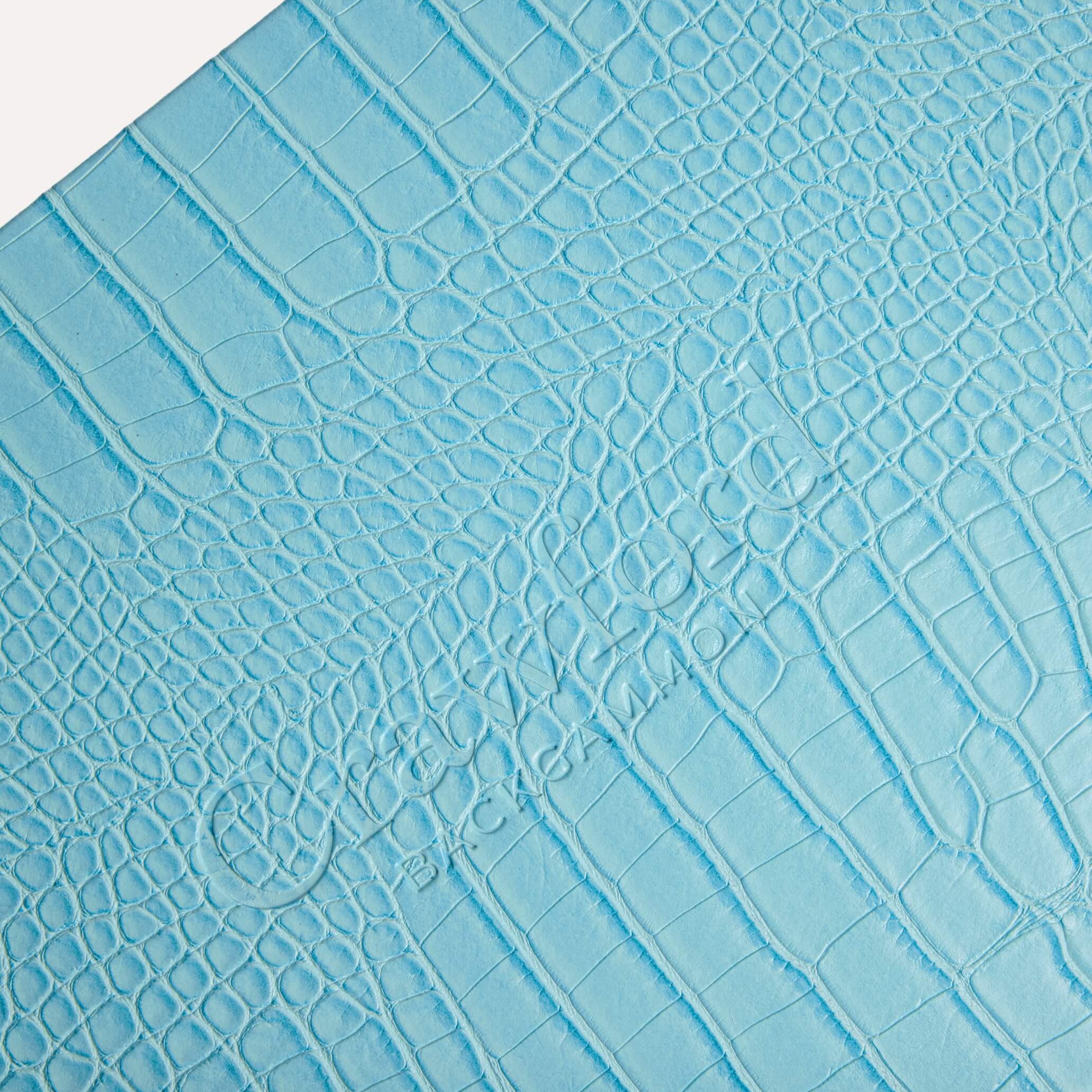 Backgammon - Bleu Ciel Cuir Crocodile