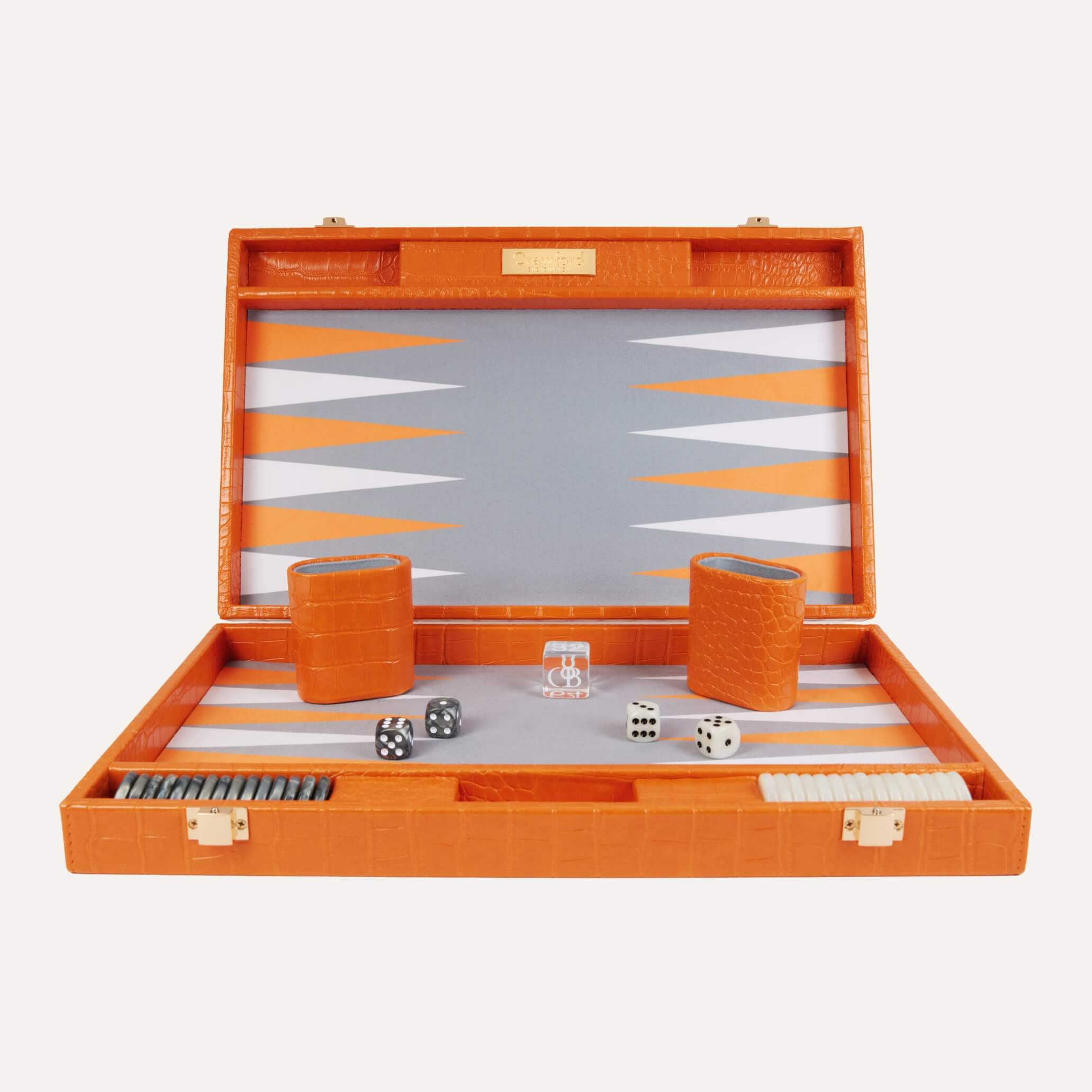 Backgammon - Orange Cuir Crocodile