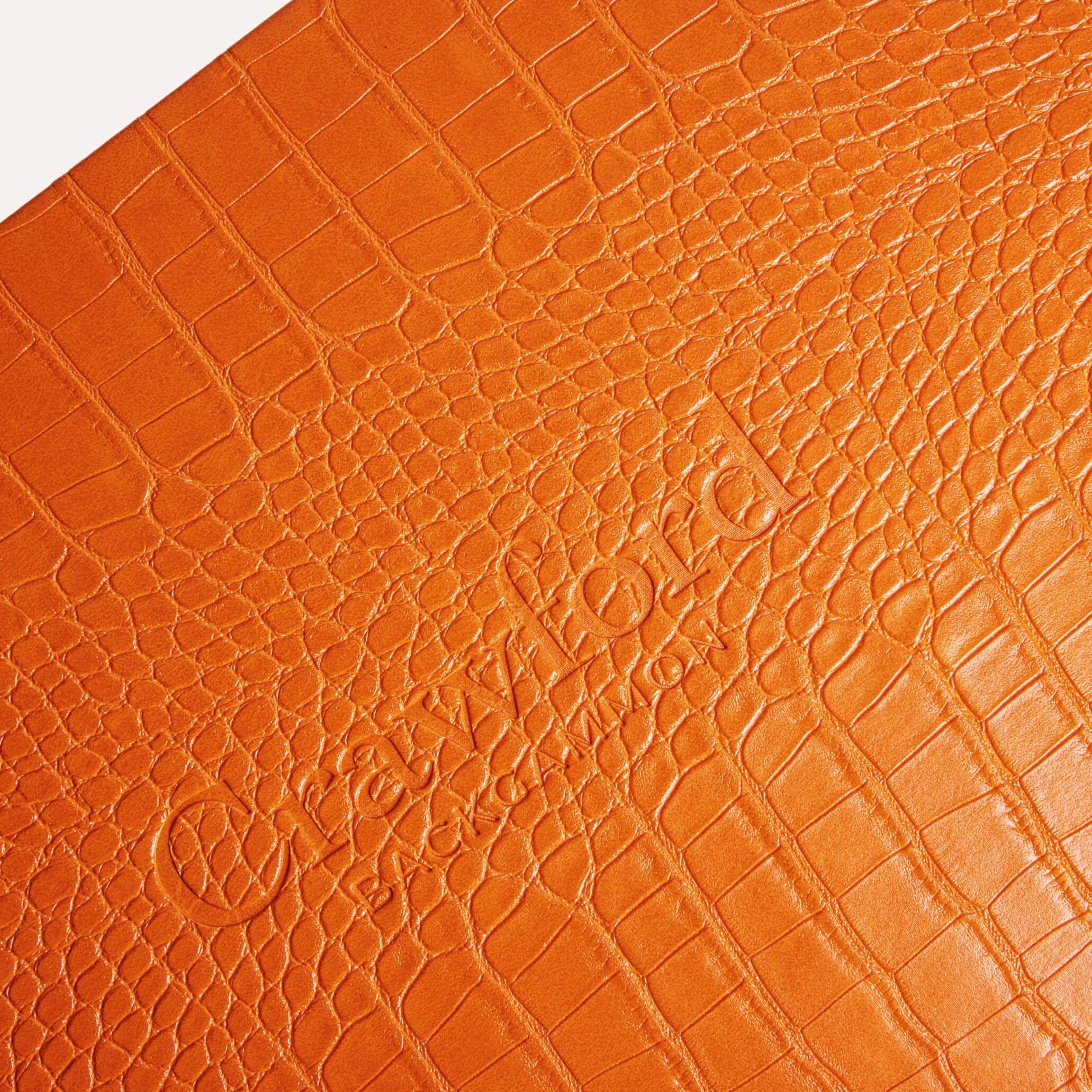 Backgammon - Orange Cuir Crocodile